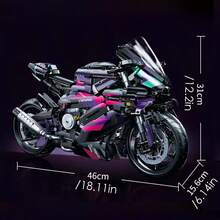 1:5 比例摩托车积木,MOC Platinum 摩托车建筑积木,组装模型玩具,装饰,摩托车爱好者配件,适合作为生日、圣诞节、万圣节、感恩节、新年、派对礼物 - 彩色 - 查看 18