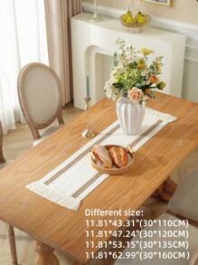 1 pieza Camino de mesa tejido vintage con flecos, mantel de ganchillo con encaje para cómoda, soporte de TV, mesa de café, mesa de comedor, decoración del hogar, reunión familiar, decoración festiva, interior y exterior, picnic, escritorio, tocador