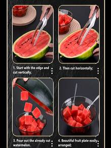 不锈钢西瓜切片机 - 易于抓握，高效水果切割器，切片均匀，非常适合新鲜西瓜的准备，厨房小工具，符合人体工程学设计，坚固耐用 - 彩色 - 查看 5