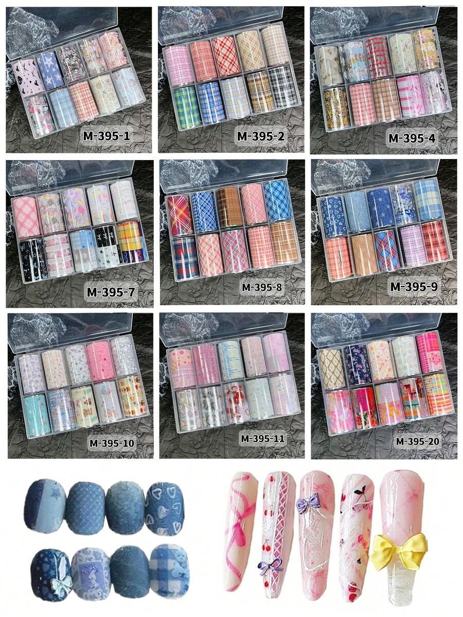 Bộ 10 miếng dán dập móng nghệ thuật, họa tiết mèo hoạt hình dễ thương, hoa, bầu trời sao, nhiều màu sắc, họa tiết nơ thanh lịch, kẻ caro, trái tim, hoa hướng dương, hoa cúc, bóng và mềm, dễ sử dụng, phù hợp cho người mới bắt đầu, tiện lợi khi đi du lịch, quà tặng cho bạn bè, gia đình, bạn gái, ngày Valentine, ngày của Mẹ. - Nhiều màu - Xem 1