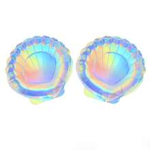 10 Piezas Platos de papel con diseño de concha de sirena holográfica, Platos desechables de colores arcoíris, Artículos para fiestas con temática de sirena, Decoraciones con temática oceánica, Cumpleaños, Boda, Fiesta de ducha de verano