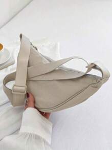 Lightweight Foldable Nylon Crossbody Bag, Casual Shoulder Bag, Large Capacity, Zipper Closure