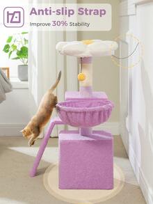 PAWZ Road Cat Tree For Indoor Cats, 31.5'' Small Flower Cat Tower Condo With Sisal Scratching Ramp, Cozy Hammock And Removable Flower Cat Bed Perch For Kittens - Purple - View 3