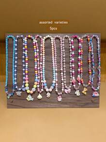 5 件套时尚串珠项链，卡通可爱甜美风格珠宝 - 均碼 - 查看 3