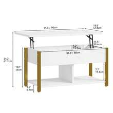 BALCONERA Rustic Brown Lift-Top Coffee Table – Easy-Lift, Adjustable Height With 2-Tier Storage (Hidden Compartment & Shelf) For Living Room/Office - White - View 4