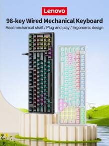 Lenovo Lenovo GK10 Wired Mechanical Keyboard, 98-Key Layout, Cool Lighting Effect, Plug And Play, Ergonomic Design, Full-Key Hot Plug, Suitable For Daily Office Or Playing Games, Compatible With Notebooks And Computer Equipment.