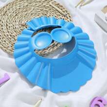 婴儿洗发防水帽 防水护耳浴帽 宝宝洗发浴帽 蓝色