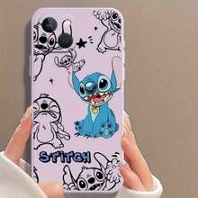 Licensed Cartoon Character Cool Stitch Minimalist Design Soft White And Purple TPU Case For Apple  15, 13, 12, XS, XR, 8, 7, 6, 6S, SE, Mini, Pro, Plus, Max With Straight Edges