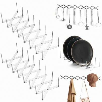 Geschirrständer 2er-Set Deckelhalter & Rippchenständer aus Edelstahl – ausziehbar, Verstellbare Topfdeckelhalter & Tellerhalter– ausziehbar bis 84 cm, multifunktional als Dampfgarständer, Geschirrablage oder BBQ-Zubehör, Rostbeständig, langlebig, spülmaschinenfest