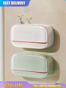 豪华壁挂式带盖皂架,高端排水皂架,防水皂盒收纳,适用于浴室、淋浴间、旅行、学校宿舍,简易皂架,洗漱用品,浴室挂件,浴室收纳架,开学季用品,居家生活用品 - 彩色 - 查看 3