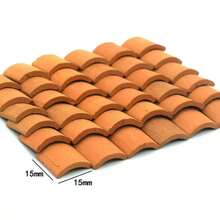 50/100/200pcs Mini Red Roof Tile Model Building Kit, Clay Material, Micro Tile Sculpture Landscape Accessory, DIY Imitation Tile Model Garden Decor