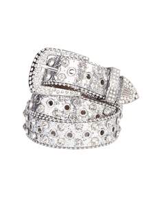 水钻镂空腰带，街头时尚朋克风格可调节水钻装饰腰带，适合男孩和女孩 - A - 查看 28
