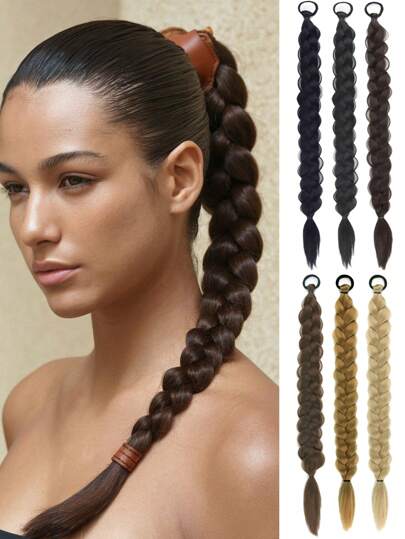 Synthetic Wig Ponytail Fishbone Braid Headdress Braid Twist Long Braid Hair Rope Boxing Braid High Temperature Wire Hair Extension Braid, Ponytail Holders, Hair Elastics, Hair Accessories