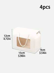 4 件/8 件白色手持窗盒，适用于饼干、夹心饼干、苏打饼干、马卡龙、糖果、迷你蛋糕和零食，适合生日、派对、婚礼礼品包装