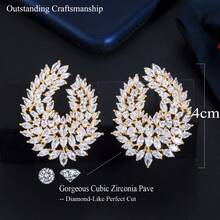 SEQUITO 2 Piezas Diseñadora Plateado Con Incrustaciones A Mano De Piedras De Circonita Cúbica Aaa Blancas Para Mujeres Joyería De Boda En Forma De Pendientes Grandes Simétricos Para Concurso De Belleza