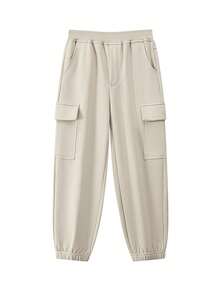 Annil Ropa infantil para niños, niños de mediana edad y niños pequeños, Teenagers, pantalones de punto de cintura completa, ropa deportiva y sudor casualpants para otoño - Albaricoque - Ver 1