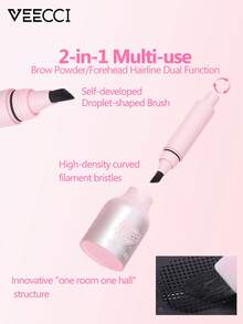VEECCI Lápiz de cejas multifuncional a base de agua Freestyle Hairline, crea cejas naturales con efecto de pluma y relleno de línea del cabello, bolígrafo multifuncional, resistente al agua y a las manchas, herramienta esencial para principiantes - F02 Marrón ceniza - Ver 5