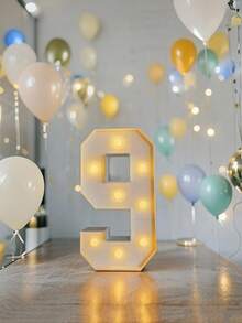 1pc 73/91cm Illuminated Number Light Box Frame, KT Board 0-9 Mosaic Number Light Box For Party Birthday Anniversary Decor, Large Mosaic Number, Number Frame, Number Blocks, Party Background Decor - 8/10pcs Warm Light