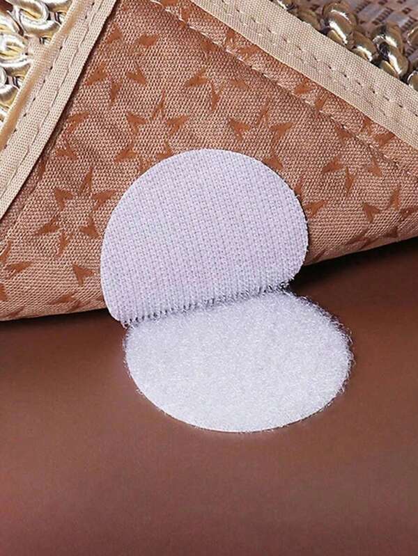10-50 Stück minimalistische weiße runde Bodenaufkleber Dekor Set, Bettwäsche Teppich Tischdecke rutschfeste runde Klettverschluss selbstklebende Fixierung, rutschfestes doppelseitiges Klebeband Klettverschluss mit starkem Klebstoff unsichtbare Fixierung Aufkleber
