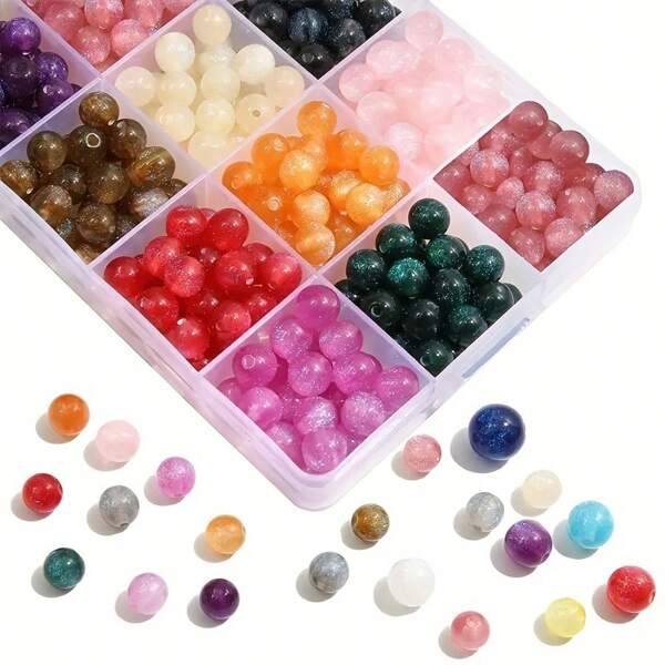 100 stuks 8 mm/10 mm/12 mm willekeurige gemengde kleuren sterrenhemel zeemeermin prinses acryl kralen - modieuze doe-het-zelf sieradenset, geschikt voor armbanden, kettingen en decoraties, geschikt voor de herfst
