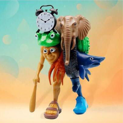 Italian Brainrot Action Figures Set, Tralalero Tralala Meme Shark Figures, Funny Tung Tung Tung Sahur Brainrot, Shark In Sneakers Viral AI Brainrot Animals Figurines