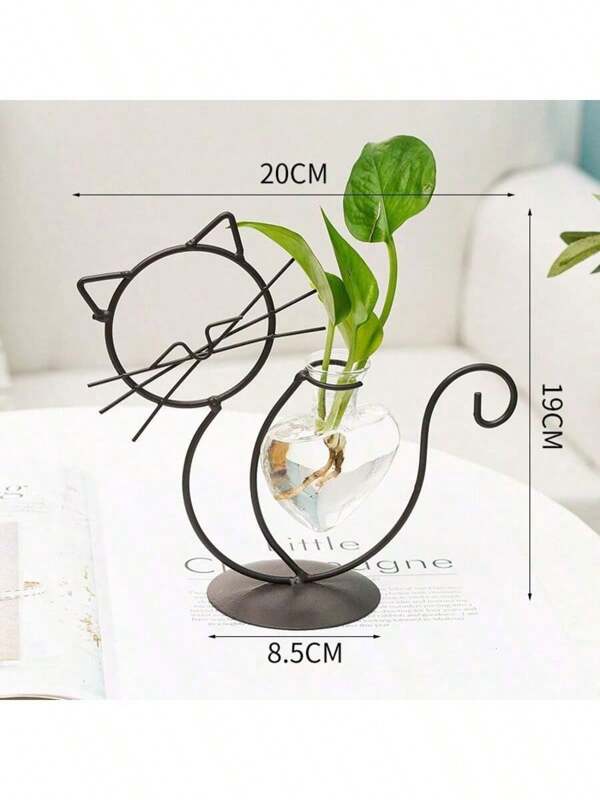 1pc Minimalist Cat-Shaped Iron Planter/Vase, Creative Home Decor For Living Room, Dining Room, Tabletop
