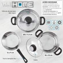 Well Home 5 件組不鏽鋼炊具 + 3 件組煎鍋，16 x 20 x 24 壓制鋁，黑色 - 鍍鉻和黑色 - 查看 2