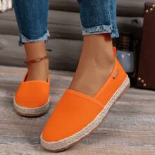 Mocasines tipo pescador retro clásicos para mujer, con suela de paja, unicolor minimalista y versátil, zapatos planos casuales, adecuados para el uso diario y todas las estaciones, nuevos zapatos para mujer 2025