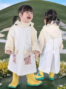 1pc Kids Cartoon Raincoat, Cute With Backpack Hole, Suitable For Boys, Girls, Kindergarten Students