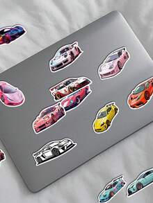 SCXXBSW 50 piezas Pegatinas de autos deportivos de dibujos animados y graffiti decorativas para tazas de agua, cuadernos, equipaje, resistentes al agua - Multicolor - Ver 8