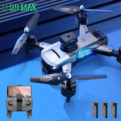 S99 MAX Brushless Drone With 3 Battery Dual Adjustable Cameras, Intelligent Obstacle Avoidance, LED Colored Lights, And 360° Hovering Capabilities For Enhanced Flight Safety