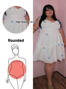 Enliva Karlangas.Toledo Plus Size Blue Ribbon Colorblock White Bustier Style Flared Short Dress Three-Dimensional Flower,Summer,Graduation,Wedding,Beach Dress Sundress,Holiday Outfits Boho,Corset Dress For Women, For Apple Rounded Body Shape