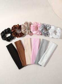 12 buc/set culoare solidă simple casual accesorii de păr pentru femei cu bandă de susținere + eleganți de păr, potriviti pentru viața de zi cu zi, sport, yoga, accesorii de păr, cleme cu gheare