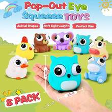1/2/4/8个动物造型挤压玩具，可爱减压玩具，适合儿童和成人，眼睛可以弹出，可以缓解压力，是复活节彩蛋篮填充物、派对礼物、礼品袋填充物和课堂奖励的理想选择。 - 彩色 - 查看 4