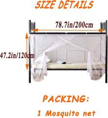 MRATIONDorm Home Bunk Nets Bed Curtains Cloth Bed Canopy Blackout Men Women Curtain Shading Nets Breathable Dustproof Single Sleeper - A-白色 - 查看 7