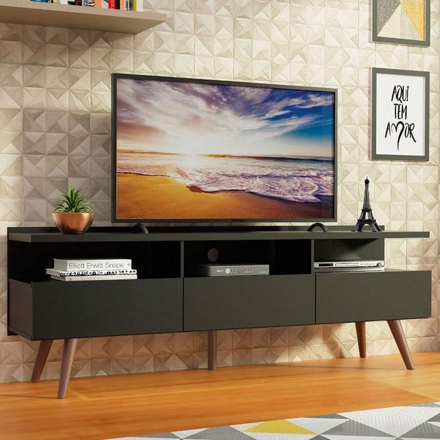 Madesa London TV Stand Rack For TVs Up To 65'', Black