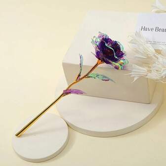 6/10 st färgglada konstgjorda rosblommor, romantisk present, evig ros, present till flickvän, fru, mor, alla hjärtans dag, mors dag, födelsedag, årsdag, bröllop, juldekoration