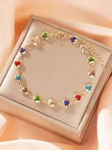 1pc Colorful Heart-shaped Anklet - Multicolor - View 2