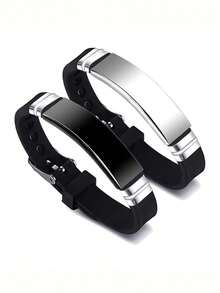 suteyi Fashion Men Blank Stainless Steel Bracelet Sport Black Silicone Adjustable Bracelets Bangles For Women Minimalist Jewelry Gifts - Multicolor - View 6