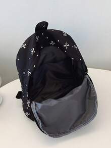 1 Pc Back-To-School Bow Pattern Backpack,High-Capacity Student Bag, With Laptop Compartment Schoolbag, Adjustable Straps Bookbag, Casual Lightweight Travel Backpack, Perfect For Girls/Teens/Students/Graduates, Ideal For Daily Use, Outings, Travel, School & Back-To-School - Multicolor - View 5