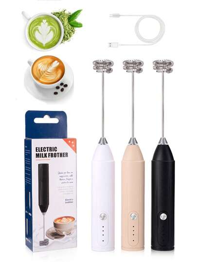 1pc Handheld Milk Frother, Electric Milk Frother Foam Machine, Rechargeable Milk Frother - USB Rechargeable, 3 Adjustable Speeds, Mini Electric Blender For Coffee/Milk Coffee/Cappuccino/Hot Chocolate/Eggs