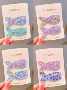 2pcs Kids Mermaid Tail Hair Clips, Cute & Elegant Princess Hair Clips, Random Pattern