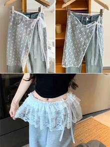 Spring/Summer Short Skirt Heavy Industry Lace Lace Mushroom Edge Short Style Butt Curtain Korean Style Dressing Stacked Skirt Curtain For Women - Multicolor - View 14