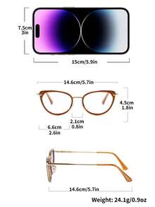 1pc Metal Cat-Eye Hollow Frame Ultra-Light Decoration Mirror, Multi-Purpose Indoor Computer Mirror & Outdoor Photochromic Fashion Glasses For Summer Beach Vacation,Outdoor,Travel - Transparent to Black - View 8