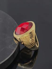 Nhẫn nam thủ công Vogue Design, đính đá nhân tạo màu đỏ đơn, chất liệu thép không gỉ. - nhẫn - Xem 17