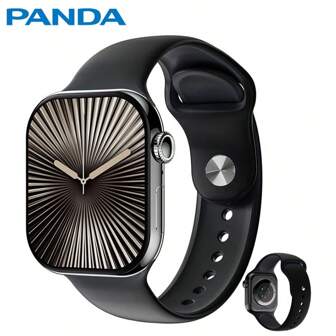 PANDA ساعة ذكية S10 أصلية مقاومة للماء بمعيار IP68 للرجال والنساء، شاشة كبيرة بدقة 2.08 بوصة، مكالمات بلوتوث، قياس ضغط الدم، GPS، لياقة بدنية، رياضة، عداد خطوات، منبه، مراقبة النوم، بطارية مدمجة 380 مللي أمبير، مناسبة للاستخدام اليومي والرياضة والهدايا