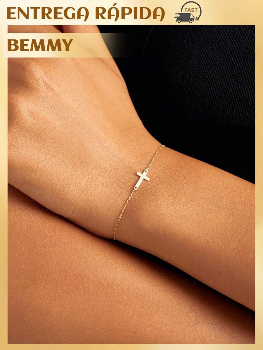 BEMMY 1 Piece Simple Cross Bracelet, Can Be Worn On Hands And Feet, Suitable For Women And Men For Daily And Party Wear - 金色 - 查看 1