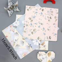 60 张花卉条纹剪贴簿纸，5.91 英寸 * 5.91 英寸双面图案卡纸，手工折叠折纸鹤折纸适用于 DIY 手工艺品、相册、日记装饰、礼品包装剪贴簿用品、学校用品、返校