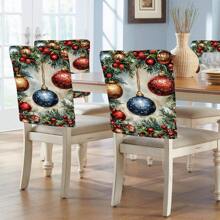 1 Stück/4 Stücke/6 Stücke/10 Stücke Weihnachtsserie, Tannenzweig & Glocken Muster bedruckter Kurzflor Stuhlbezug, abnehmbarer Kurzflor Stuhlüberzug, Rückenschutz für Stühle, Esszimmerstuhl Dekorationsbezug, geeignet für alle Jahreszeiten, Feiertags-Atmosphäre Stuhlbezug, für Esszimmer, Wohnzimmer, Stuhlschutz für Zuhause, mit Rückenschutz, geeignet für Restaurant, Büro, Wohnzimmer, Hotel und Heimdekoration