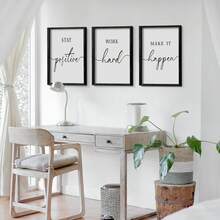 Bộ 3 tranh treo tường không khung, kích thước 11"X14" - Tranh gỗ trang trí văn phòng & phòng ngủ truyền cảm hứng cho nam giới, tranh ảnh với câu nói tích cực về làm việc chăm chỉ để trang trí nhà cửa & phòng khách. - trắng - Xem 3